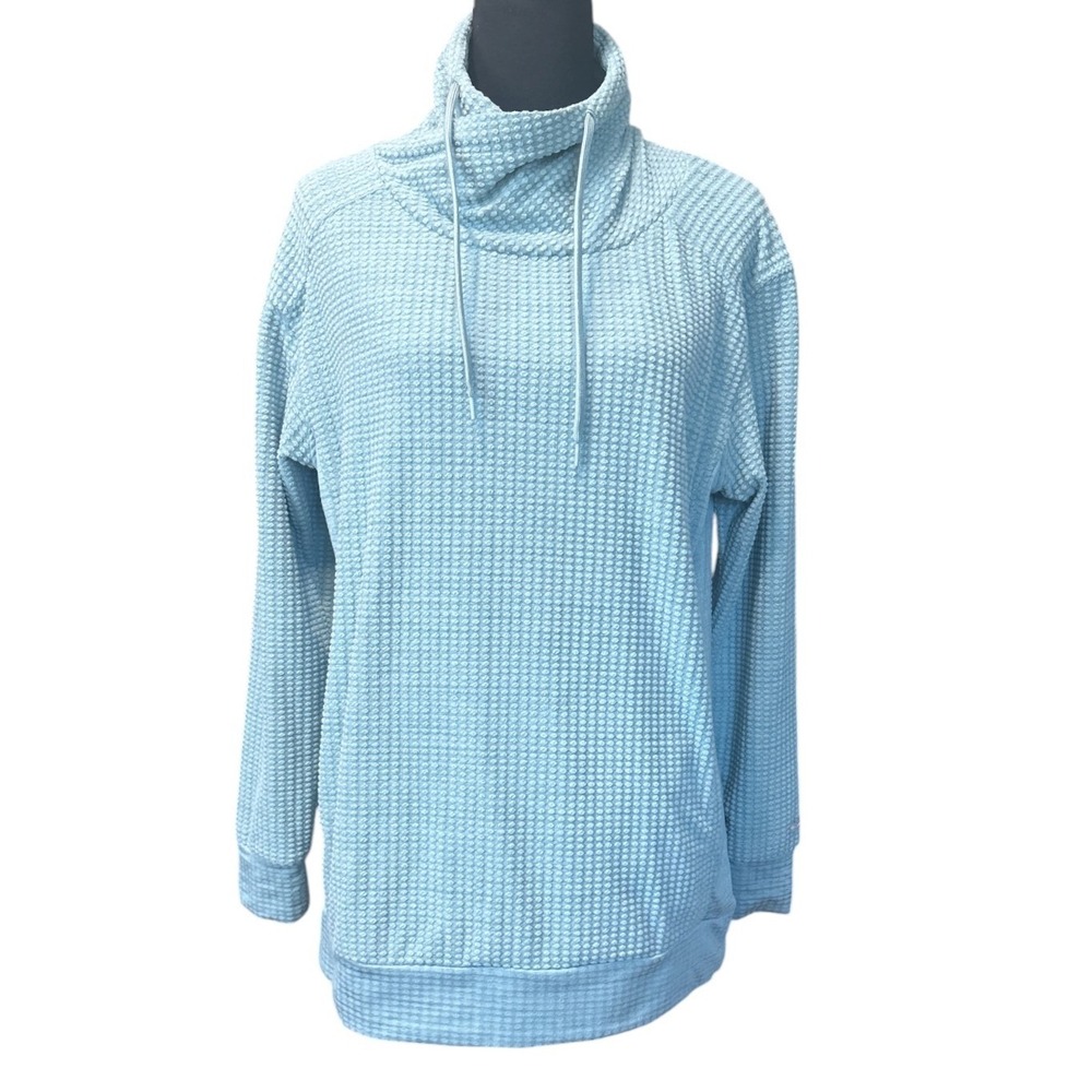 Columbia Seafoam Green Funnel Neck Waffle Knit Pullover, Small, Athleisure
